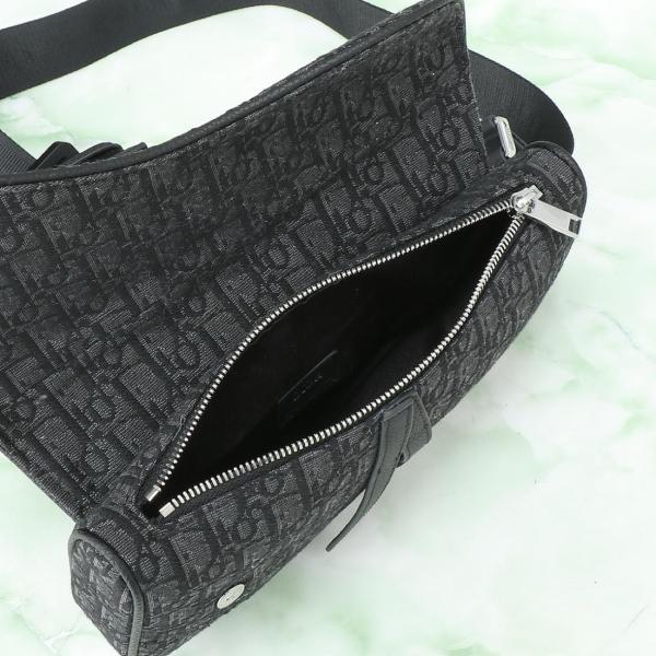 DIOR Saddle Cow Leather With Fabric Saddle Bag, Crossbody Bag, Sling Bag, Fanny Pack, Shoulder Bag Men's Black 1ADPO093YKY-H00N L28.6cm W5cm H20cm