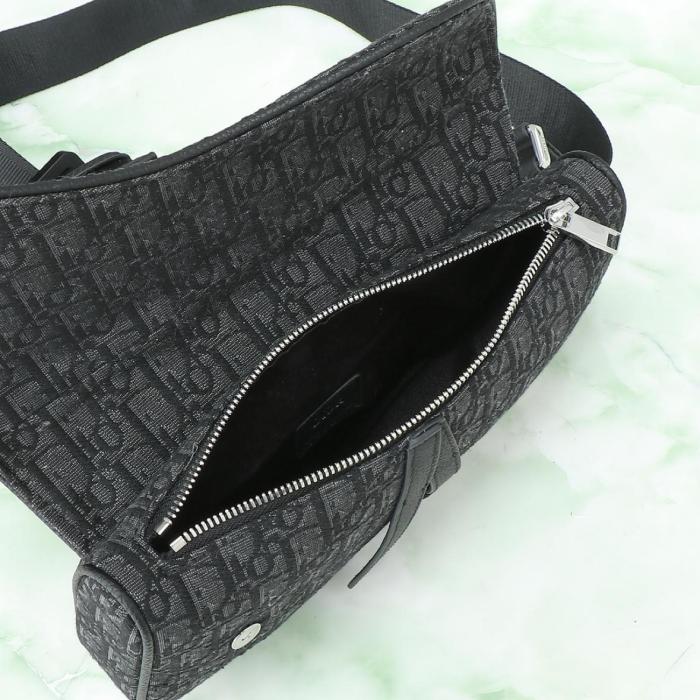 DIOR Saddle Cow Leather With Fabric Saddle Bag, Crossbody Bag, Sling Bag, Fanny Pack, Shoulder Bag Men's Black 1ADPO093YKY-H00N L28.6cm W5cm H20cm