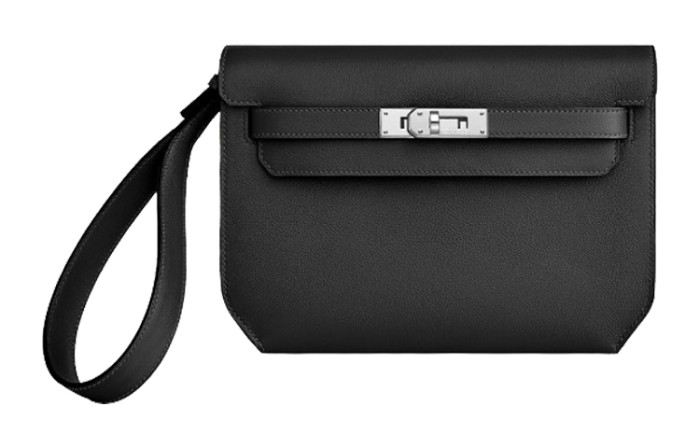 HERMES Kelly Depeches Evergrain Cow Leather Clutch Men's Noir Black H078399CK89 L25.2cm W4cm H19.5cm