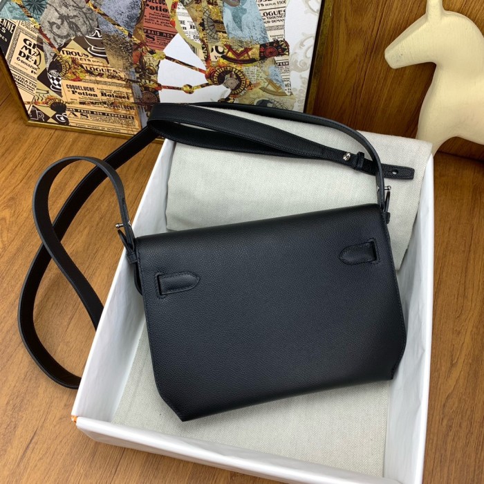HERMES Kelly Depeches Evergrain Cow Leather Clutch Men's Noir Black H078399CK89 L25.2cm W4cm H19.5cm