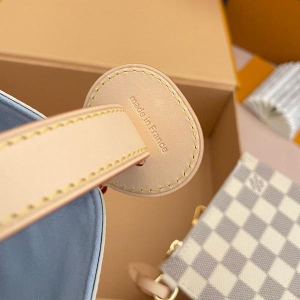 LOUIS VUITTON All In BB Damier Azur Coated Canvas Bucket Bag, One Shoulder Handbag Small Women's White & Light Purple N40855 L16*W12*H18 cm