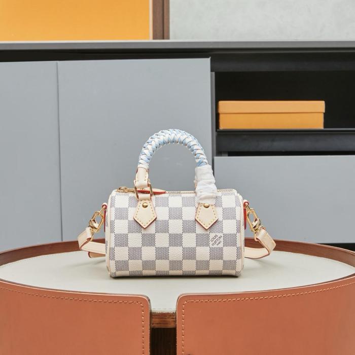 LOUIS VUITTON NANO SPEEDY Coated Canvas Shoulder Bag, Crossbody Bag, Handbag Women's Beige N40918 L16*W7.5*H10 cm
