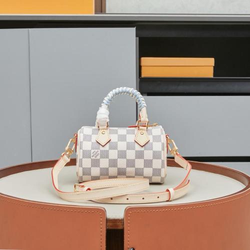 LOUIS VUITTON NANO SPEEDY Coated Canvas Shoulder Bag, Crossbody Bag, Handbag Women's Beige N40918 L16*W7.5*H10 cm