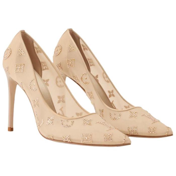 LOUIS VUITTON GALA Slim Heel High Heels 10.5cm Women's Beige