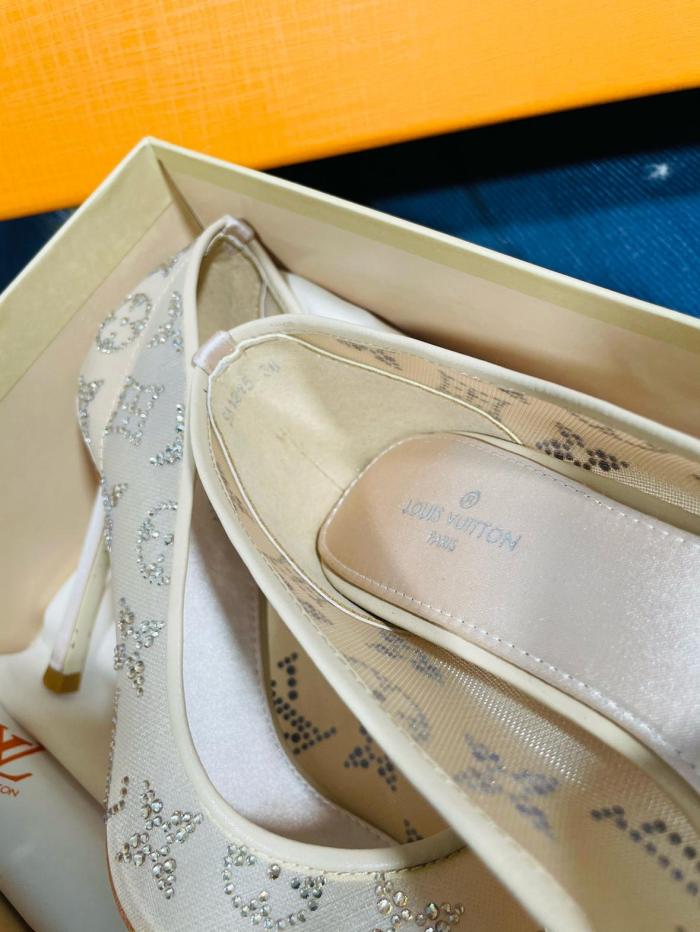 LOUIS VUITTON GALA Slim Heel High Heels 10.5cm Women's Beige