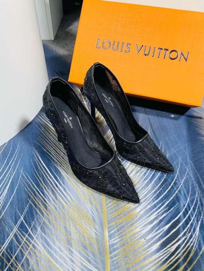 LOUIS VUITTON GALA Slim Heel High Heels 10.5cm Women's Black
