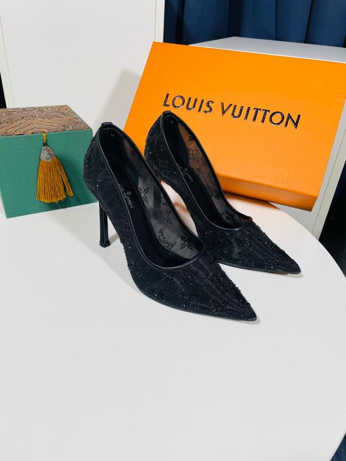 LOUIS VUITTON GALA Slim Heel High Heels 10.5cm Women's Black