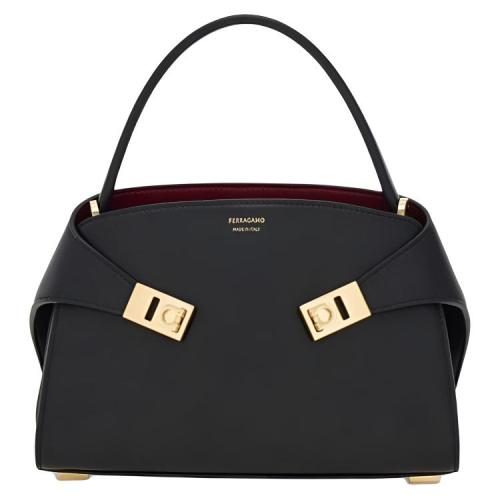 FERRAGAMO Hug Cow Leather Handbag Mini Women's Black 21A711-795207 25*10.5*17.5 cm
