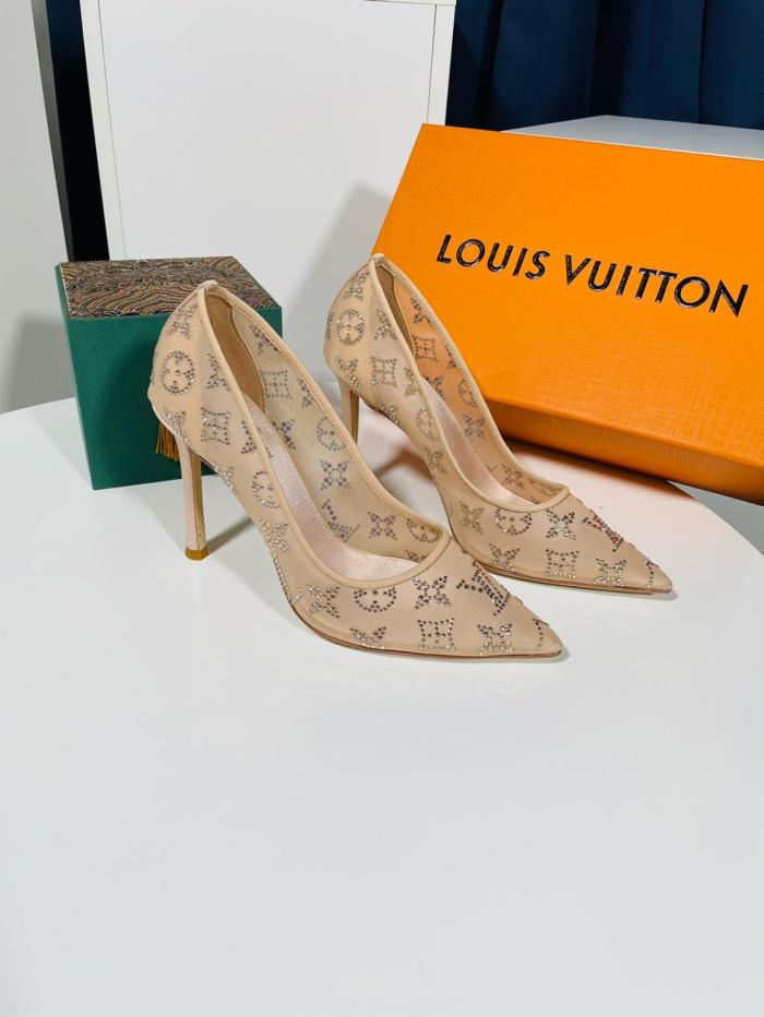 LOUIS VUITTON GALA Slim Heel High Heels 10.5cm Women's Beige