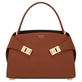 FERRAGAMO Hug Calfskin Handbag Mini Women's Dark Brown 21A711-795369 L25*W10.5*H17.5 cm