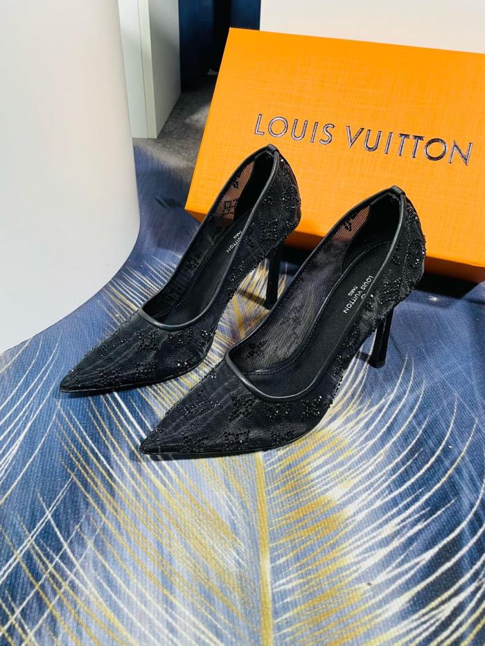 LOUIS VUITTON GALA Slim Heel High Heels 10.5cm Women's Black