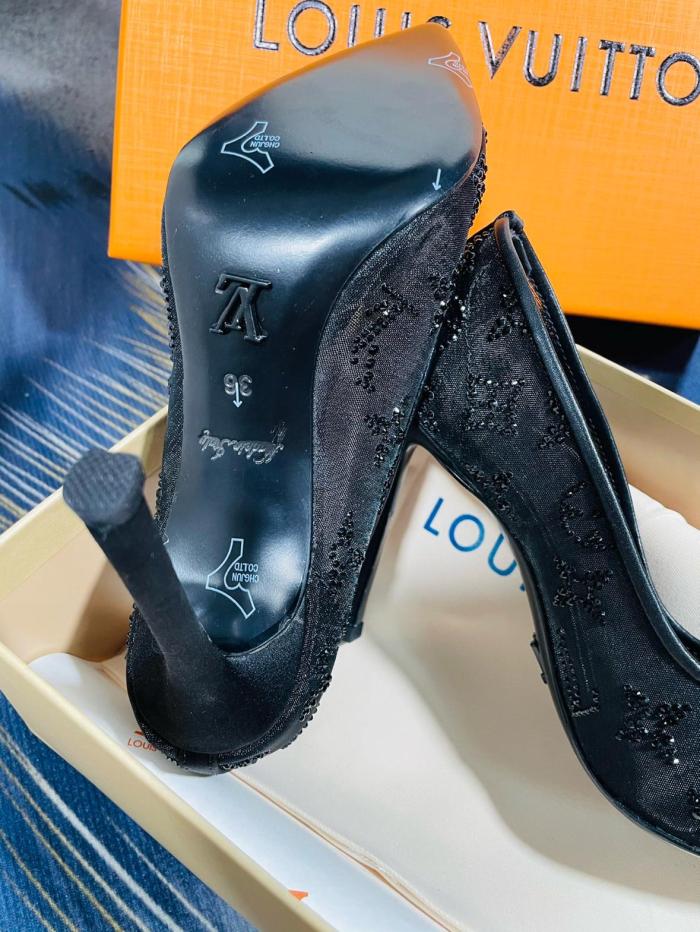 LOUIS VUITTON GALA Slim Heel High Heels 10.5cm Women's Black