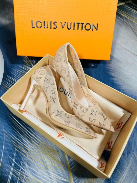 LOUIS VUITTON GALA Slim Heel High Heels 10.5cm Women's Beige
