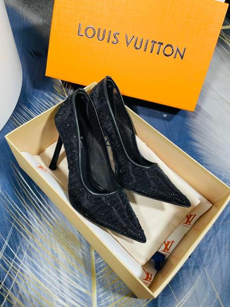 LOUIS VUITTON GALA Slim Heel High Heels 10.5cm Women's Black
