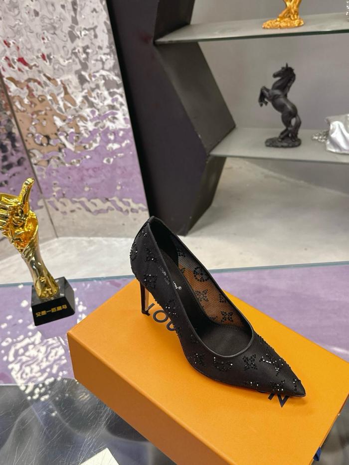 LOUIS VUITTON GALA Slim Heel High Heels 8cm Women's Black