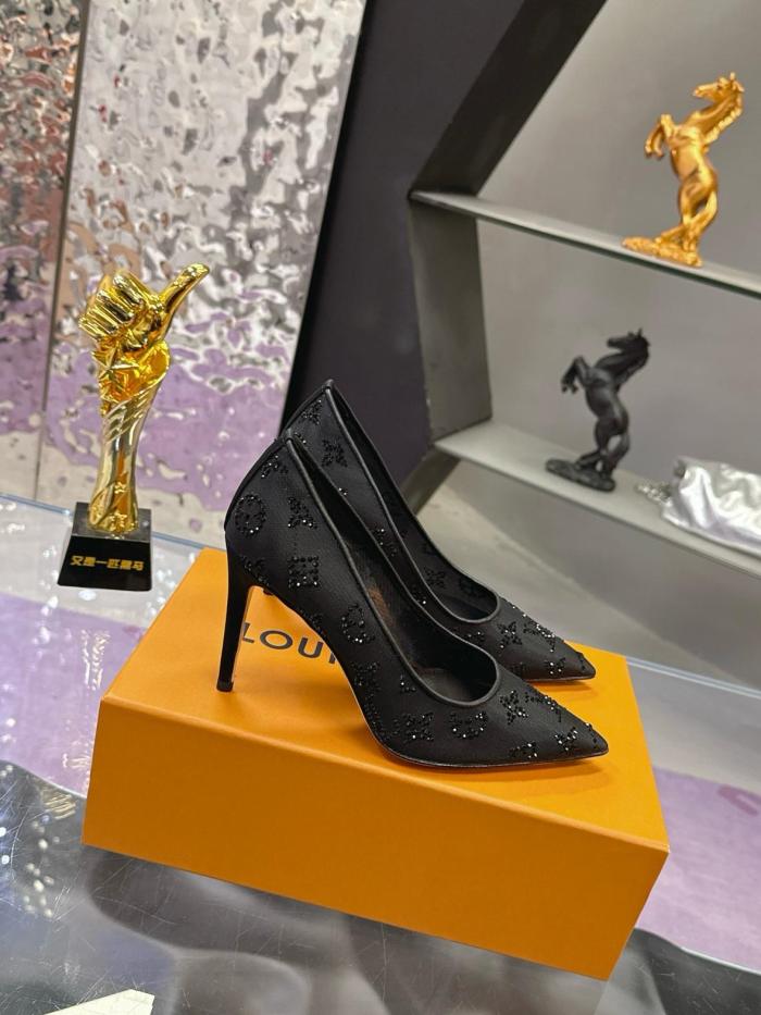 LOUIS VUITTON GALA Slim Heel High Heels 8cm Women's Black