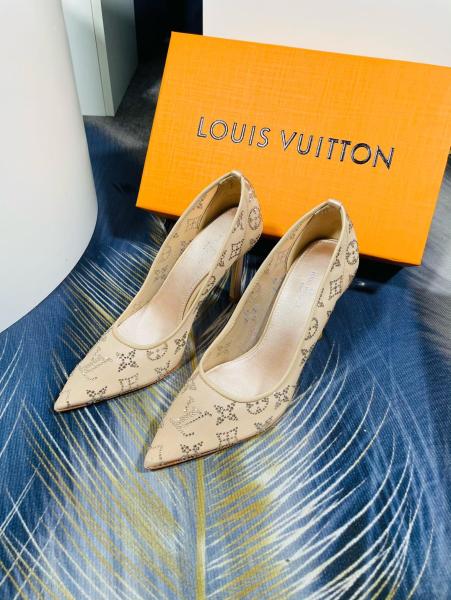 LOUIS VUITTON GALA Slim Heel High Heels 10.5cm Women's Beige