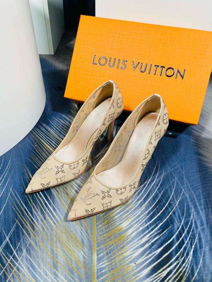 LOUIS VUITTON GALA Slim Heel High Heels 10.5cm Women's Beige