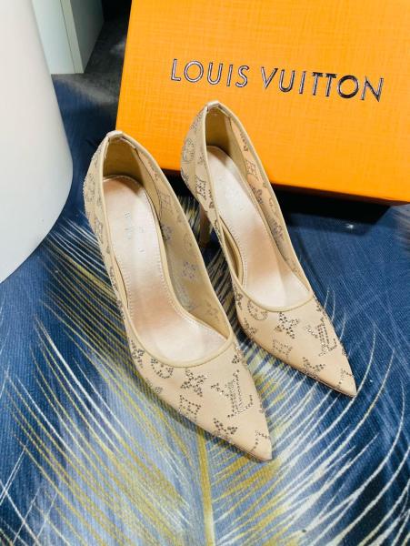 LOUIS VUITTON GALA Slim Heel High Heels 10.5cm Women's Beige