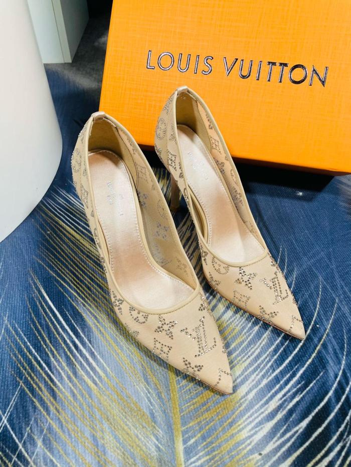 LOUIS VUITTON GALA Slim Heel High Heels 10.5cm Women's Beige