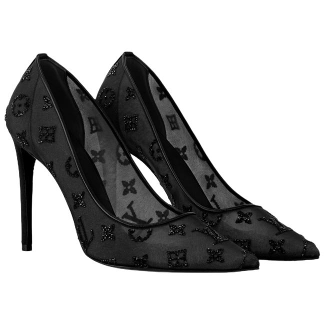 LOUIS VUITTON GALA Slim Heel High Heels 10.5cm Women's Black