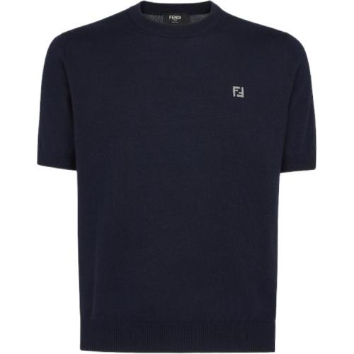 FENDI Sweaters Men's Blue Crew Neck Moderate Other