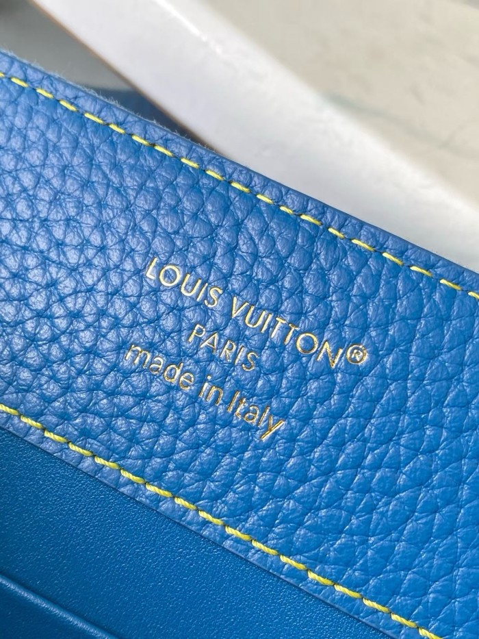 LOUIS VUITTON Capucines Denim With Taurillon Leather Trim Shoulder Bag, Crossbody Bag, Handbag Small Women's Blue M27302 L27*W9*H17.3cm