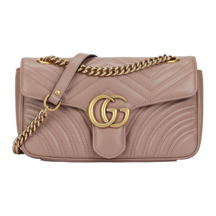 GUCCI Marmont Quilted Leather Chain Bag, Crossbody Bag, Shoulder Bag Women's Nude Pink 443497-DTDIT-5729 L26cm W7cm H15cm