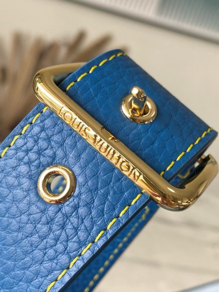 LOUIS VUITTON Capucines Denim With Taurillon Leather Trim Shoulder Bag, Crossbody Bag, Handbag Small Women's Blue M27302 L27*W9*H17.3cm