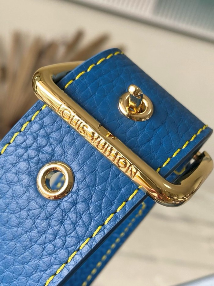 LOUIS VUITTON Capucines Denim With Taurillon Leather Trim Shoulder Bag, Crossbody Bag, Handbag Small Women's Blue M27302 L27*W9*H17.3cm