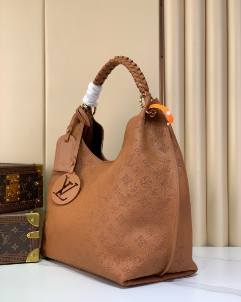 LOUIS VUITTON Mahina Calfskin Handbag Women's Cognac M27446 L35*W17*H40cm