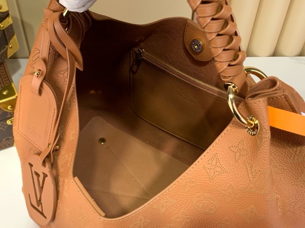 LOUIS VUITTON Mahina Calfskin Handbag Women's Cognac M27446 L35*W17*H40cm