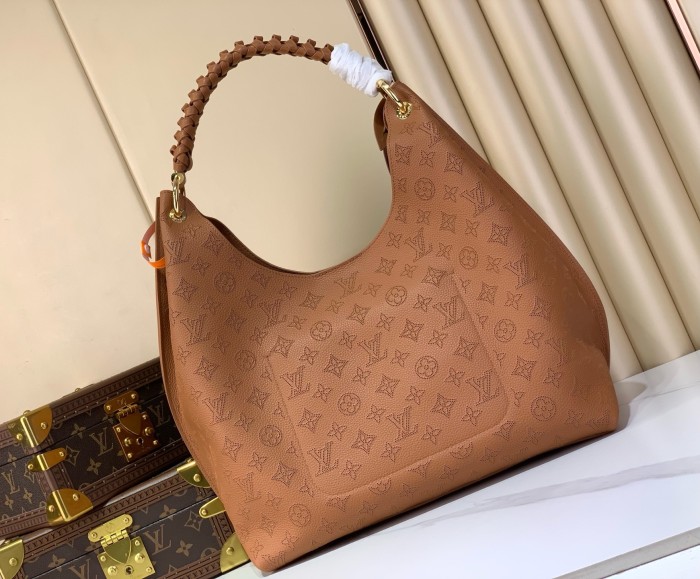 LOUIS VUITTON Mahina Calfskin Handbag Women's Cognac M27446 L35*W17*H40cm