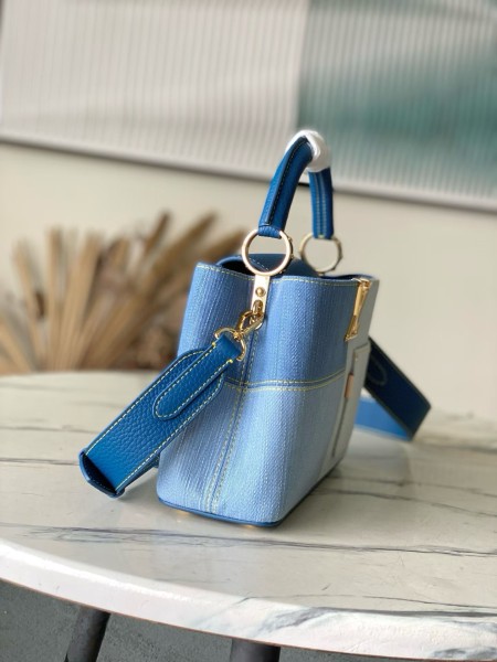 LOUIS VUITTON Capucines Denim With Taurillon Leather Trim Shoulder Bag, Crossbody Bag, Handbag Small Women's Blue M27302 L27*W9*H17.3cm