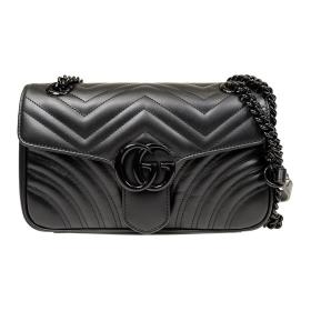 GUCCI GG Marmont Leather Shoulder Bag, Crossbody Bag Small Women's Black 443497-DTDFV-1000 L26*W15*H7cm