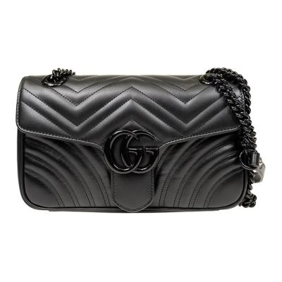 GUCCI GG Marmont Leather Shoulder Bag, Crossbody Bag Small Women's Black 443497-DTDFV-1000 L26*W15*H7cm