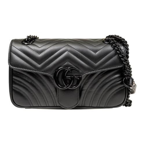 GUCCI GG Marmont Leather Shoulder Bag, Crossbody Bag Small Women's Black 443497-DTDFV-1000 L26*W15*H7cm