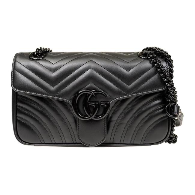 GUCCI GG Marmont Leather Shoulder Bag, Crossbody Bag Small Women's Black 443497-DTDFV-1000 L26*W15*H7cm