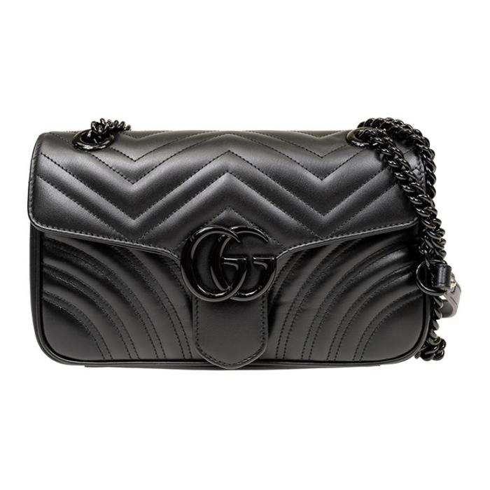 GUCCI GG Marmont Leather Shoulder Bag, Crossbody Bag Small Women's Black 443497-DTDFV-1000 L26*W15*H7cm