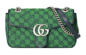 GUCCI GG Marmont Canvas Multicolor Leather Binding Crossbody Bag, Shoulder Bag Women's Green 443497-2UZCN-3368 L26cm W7cm H15cm 