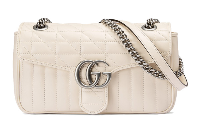 GUCCI GG Marmont Leather Shoulder Bag, Crossbody Bag Small Women's White 443497-UM8AN-9022 L26cm W7cm H15cm 