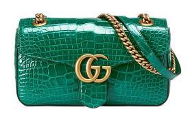GUCCI Marmont Leather Crossbody Bag, Shoulder Bag Small Women's Emerald Green 443497-EV40T-3120 L26*W15*H7cm