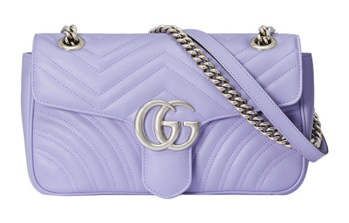 GUCCI GG Marmont Leather Crossbody Bag, Shoulder Bag Small Women's Light Purple 443497-DTDIY-5306 L26*W15*H7cm
