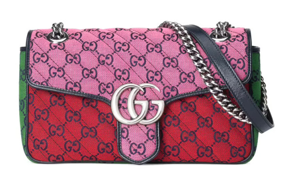 GUCCI Marmont Monogram Multicolor Quilting Canvas Crossbody Bag, Shoulder Bag Small Women's Multicolor 4434972UZIN5281 L26cm W7cm H15cm
