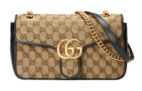 GUCCI Canvas With Leather Shoulder Bag, Crossbody Bag Women's Ebony & Black 443497-HVKEG-9772 L26*W15*H7cm