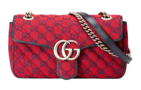 GUCCI GG Marmont Quilting Canvas With Multicolor Leather Trim Crossbody Canvas Bag, Shoulder Bag Women's 443497-2UZCV-6477 L26cm W7cm H15cm 