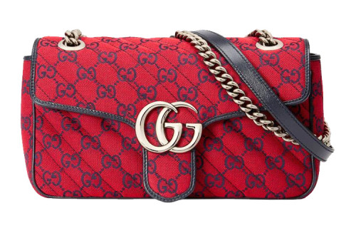 GUCCI GG Marmont Quilting Canvas With Multicolor Leather Trim Crossbody Canvas Bag, Shoulder Bag Women's 443497-2UZCV-6477 L26cm W7cm H15cm 