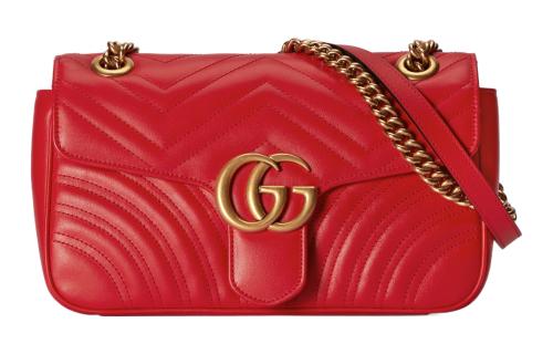 GUCCI GG Marmont Leather Crossbody Bag, Shoulder Bag Small Women's Red 443497-AABZC-6832 L26*W15*H7cm