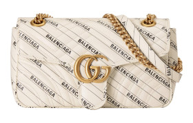 GUCCI Balenciaga Collaboration GG Marmont Leather Shoulder Bag, Crossbody Bag Women's White 443497-UK5AT-9099 L26*W15*H7cm
