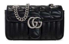 GUCCI GG Marmont Quilted Leather Shoulder Bag, Crossbody Bag Small Women's Black 446744-UM8AN-1000 L26cm W7cm H15cm 